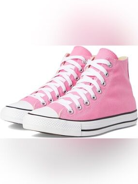 Converse Pink High-Top Canvas Sneakers with White Laces